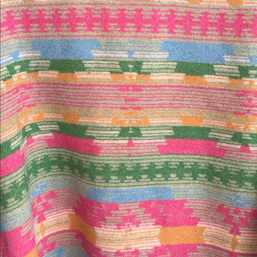 Colorful wool blend western aztec button down shirt Shacket  XL